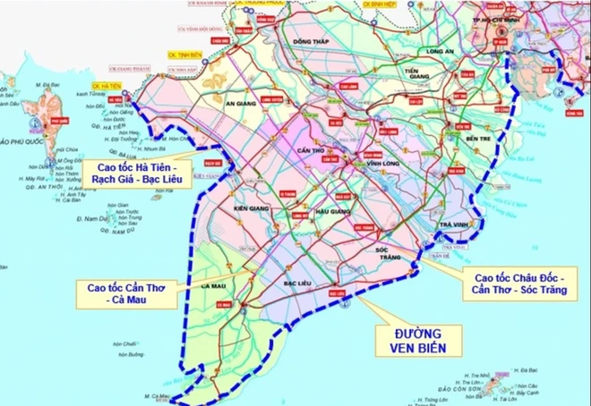 Quy hoạch đường ven biển phía Nam. Ảnh: TEDI.