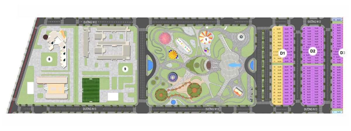 Sơ đồ mặt bằng phân lô phân khu Ruby Parkview