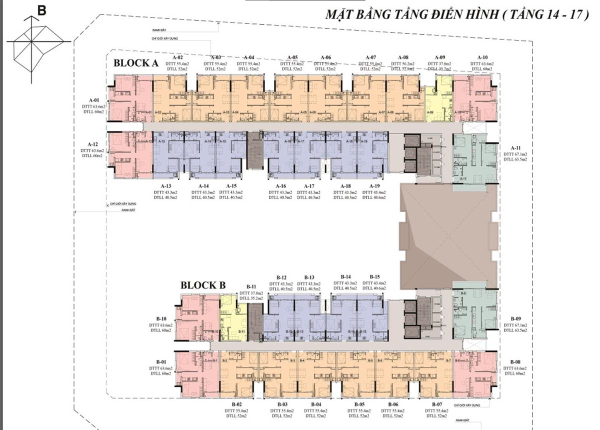 Mặt bằng dự án Osimi  Tầng 14 - 17