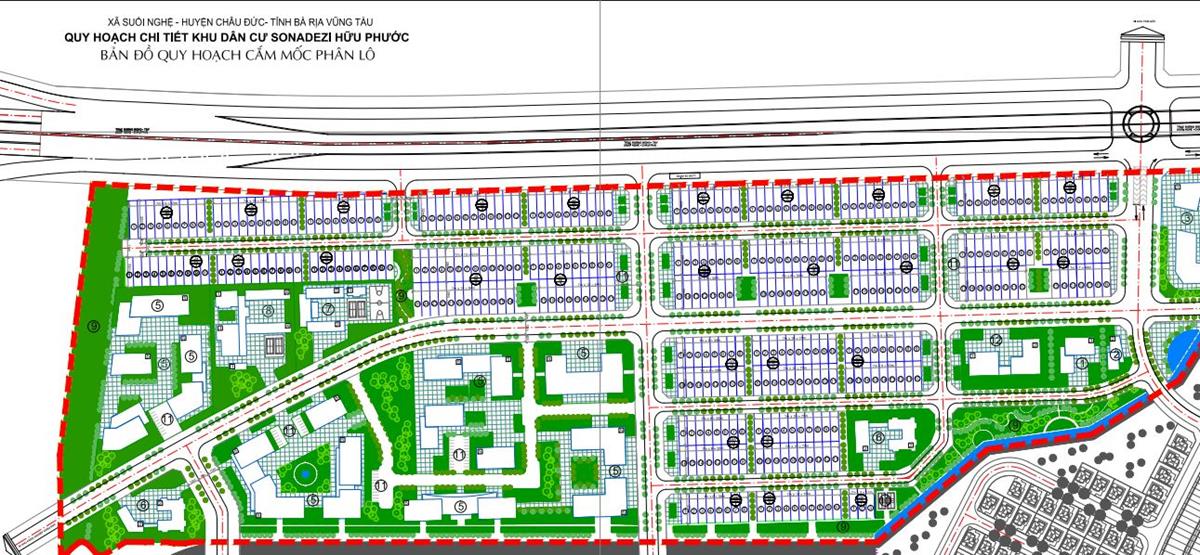 Sơ đồ phân lô dự án khu dân cư Sonadezi Hữu Phước