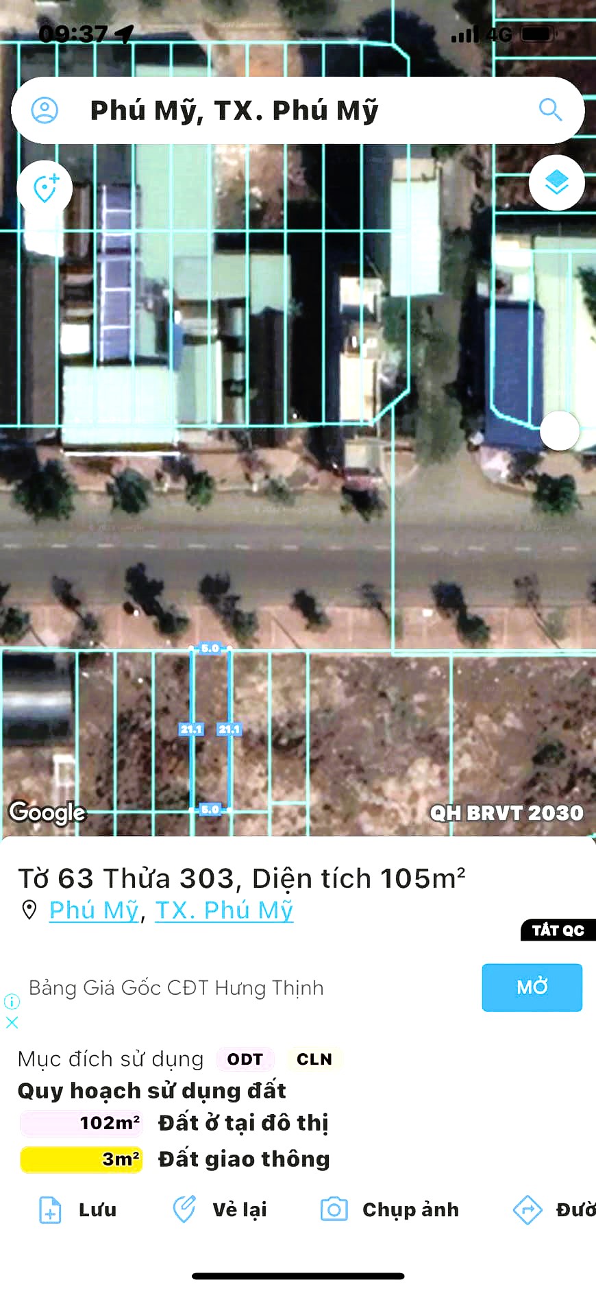 Sổ đất đường Nguyễn Huệ Phú Mỹ