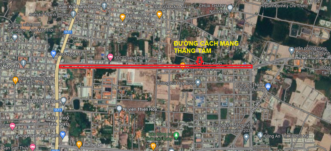 Vị trí đường Cách Mạng Tháng Tám Phú Mỹ