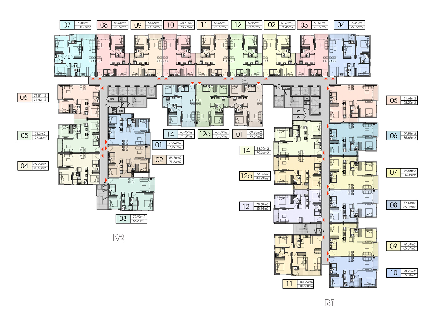 Mặt bằng tháp B tầng 21-35