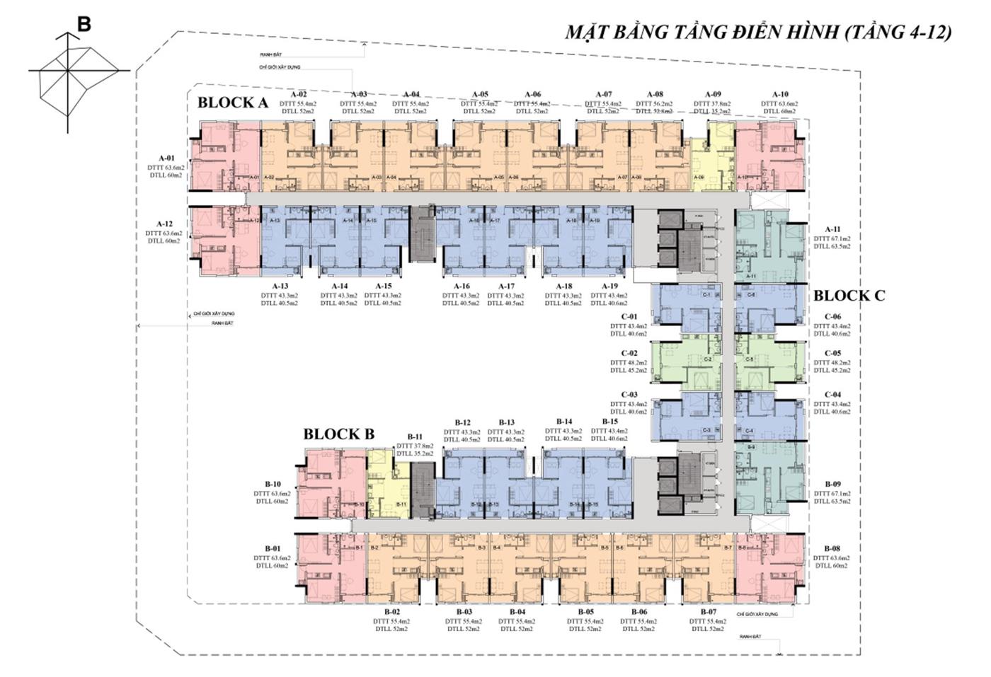 Mặt bằng tầng chung cư Osimi Phú Mỹ
