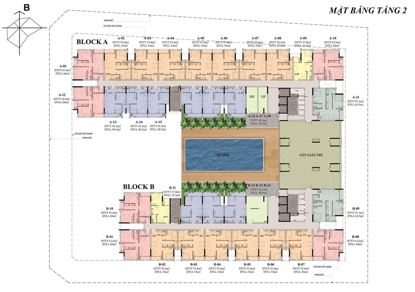 Mặt bằng tầng 2 chung cư Osimi Phú Mỹ