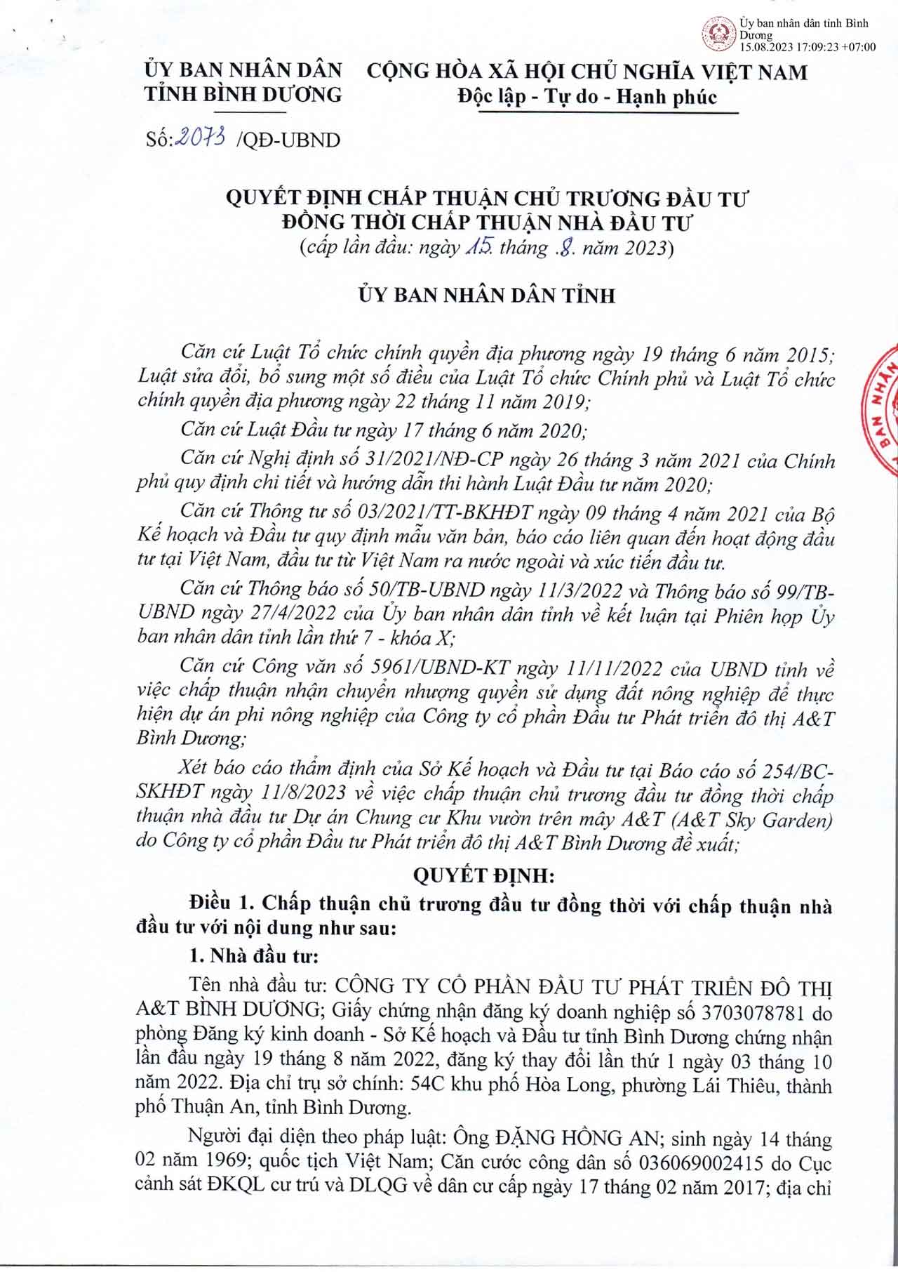 Chấp thuận đầu tư