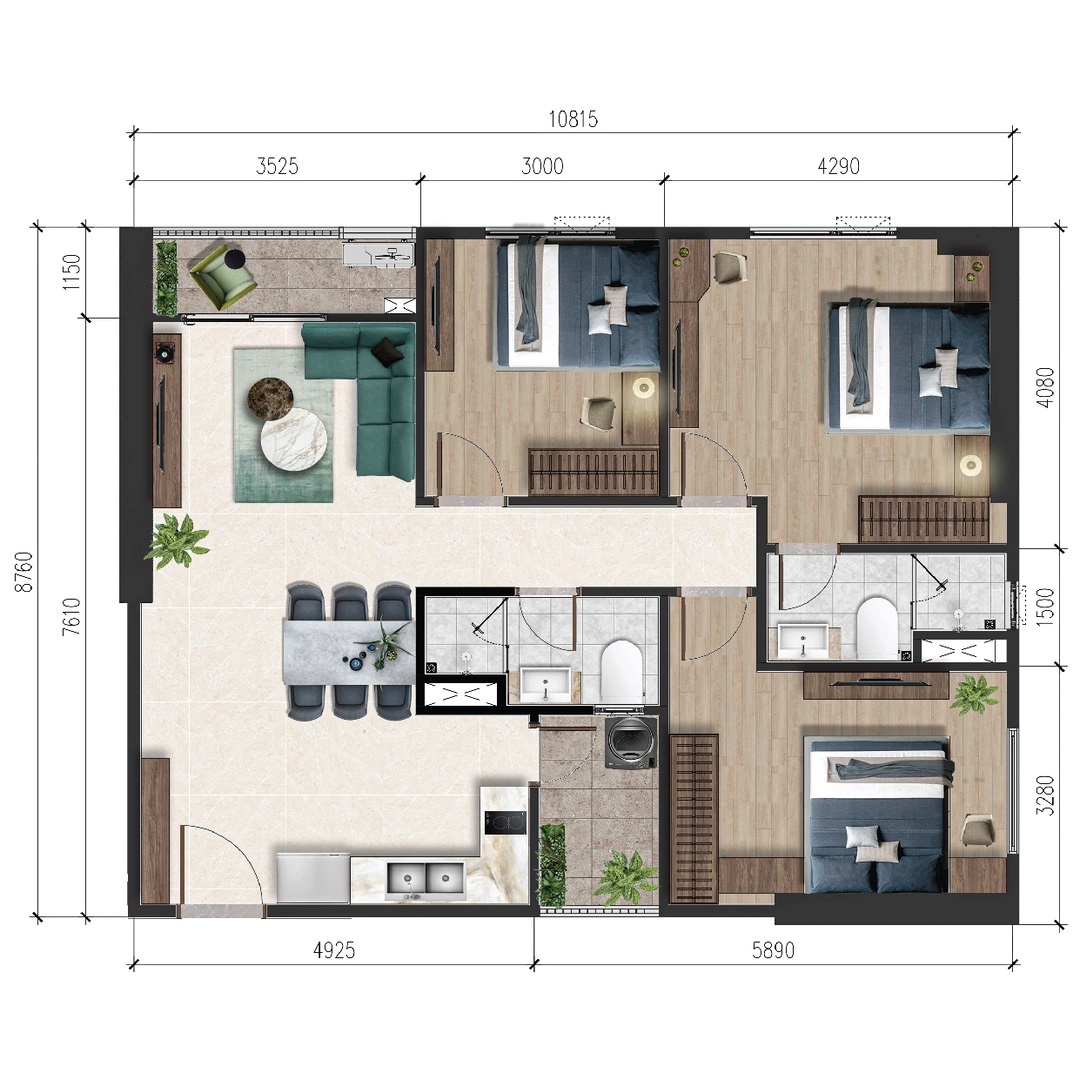 Mặt bằng AT Sky Garden 3PN