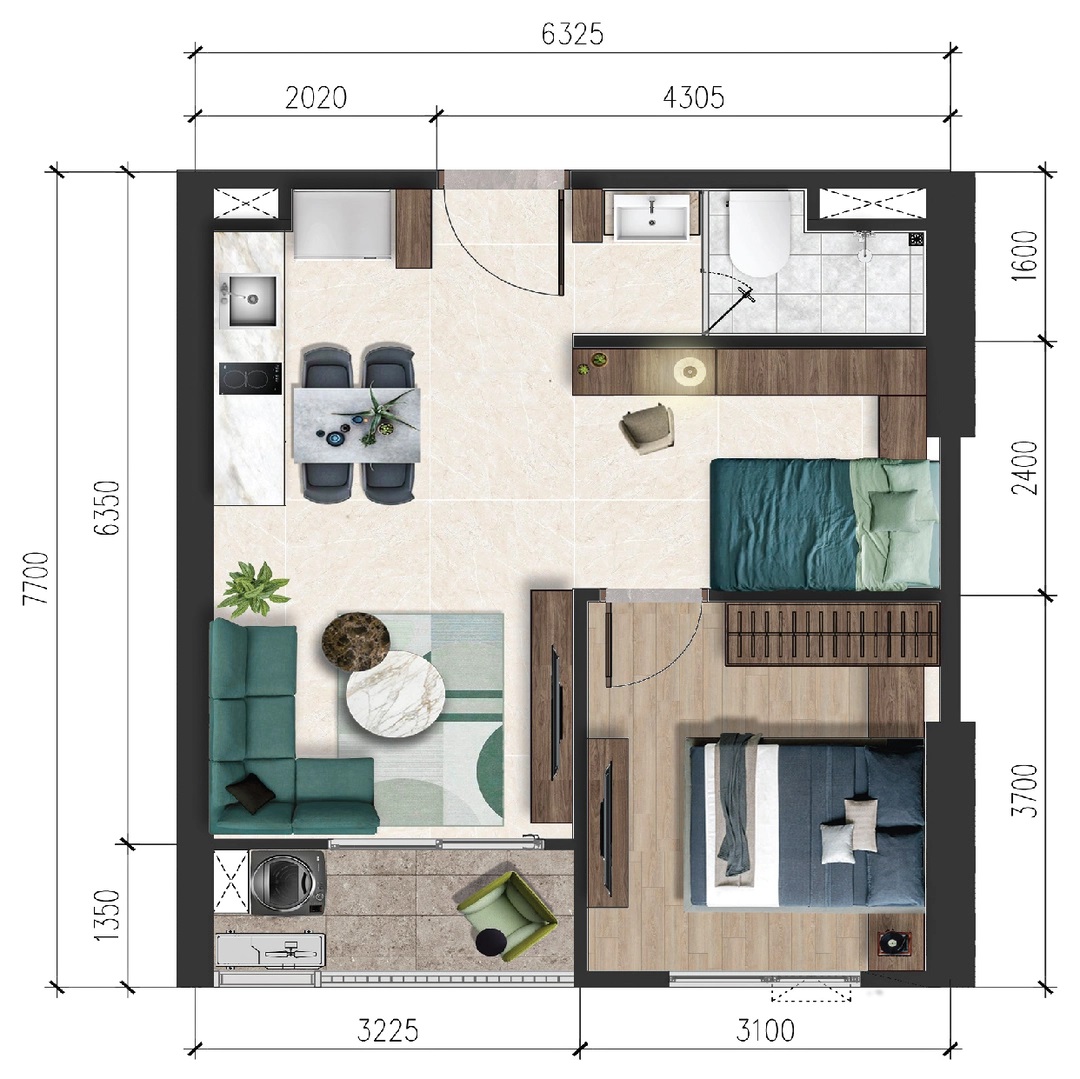 Mặt bằng AT Sky Garden 1PN