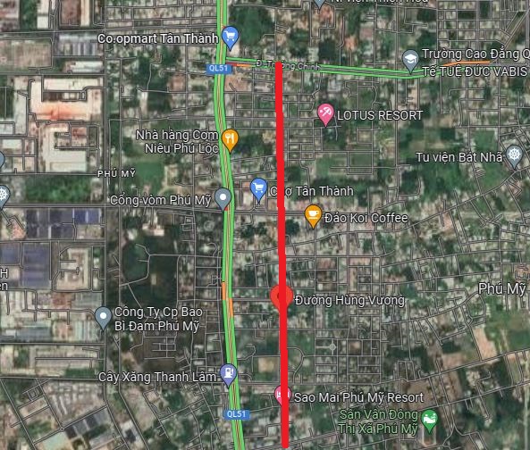 Đất mặt tiền đường Hùng Vương Phú Mỹ