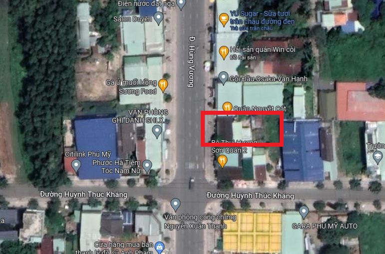 Đất mặt tiền đường Hùng Vương Phú Mỹ