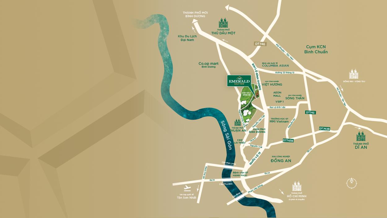 Vị trí căn hộ The Emerald Bình Dương