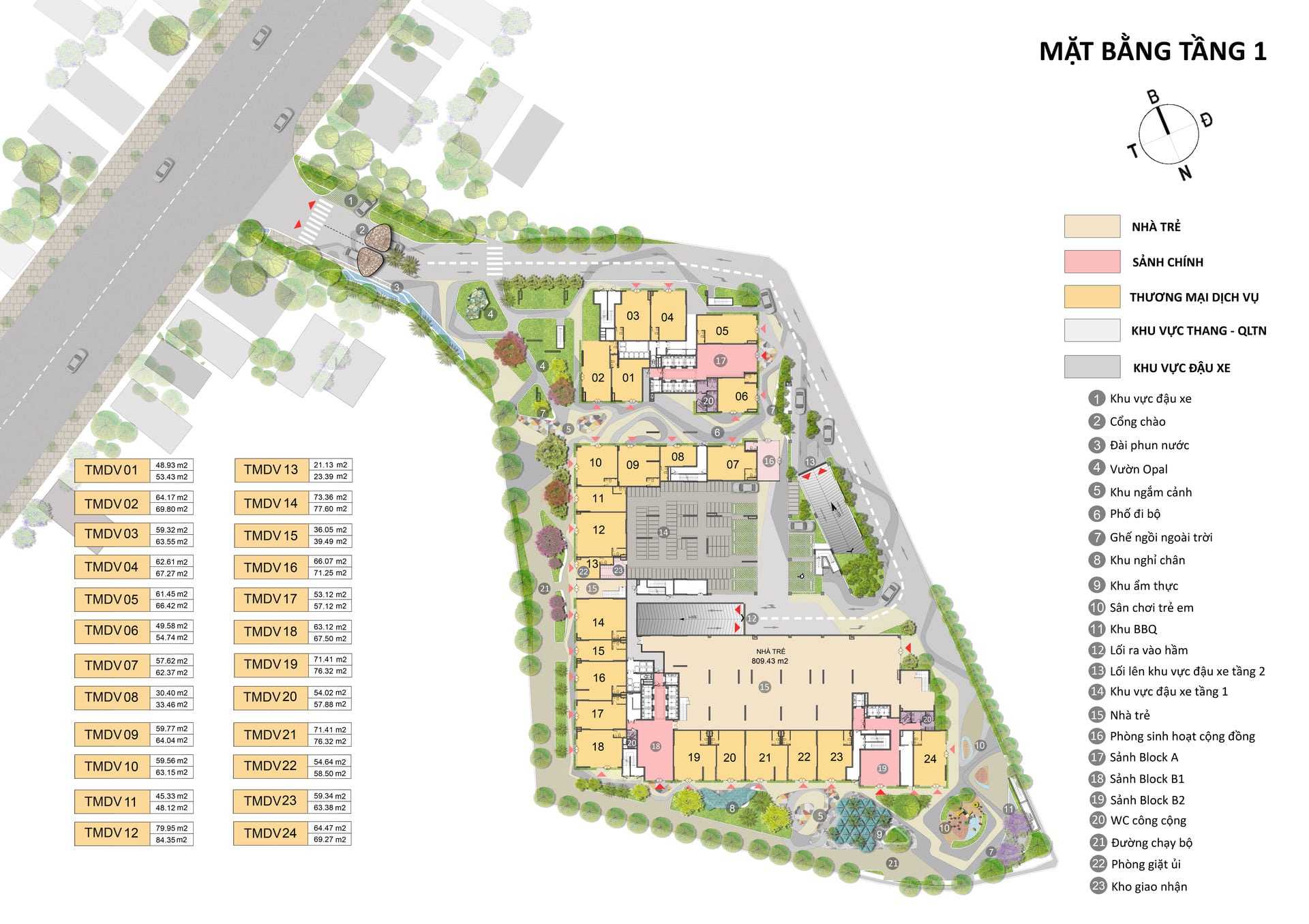 Mặt bằng Shophouse Opal Skyline