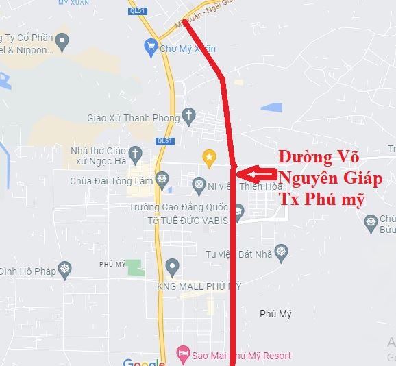 Đất mặt tiền đường Võ Nguyên Giáp Phú Mỹ