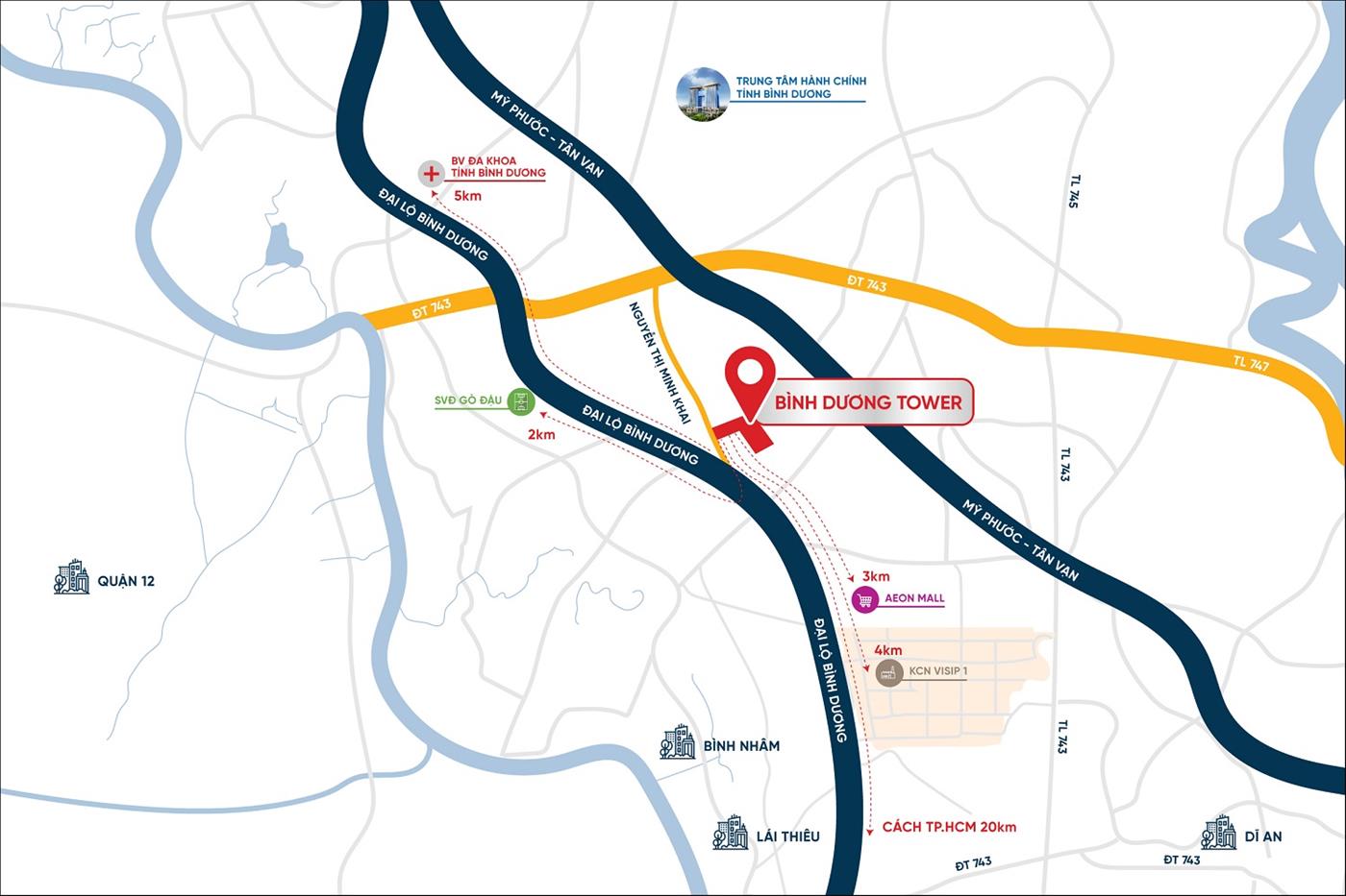 Vị trí dự án Bình Dương Tower