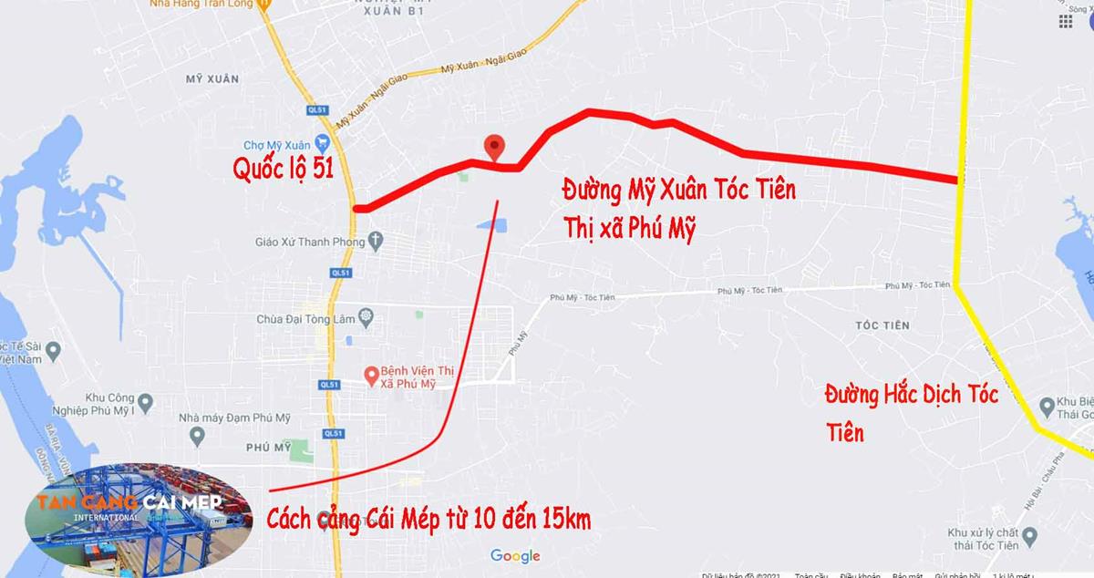 Vị trí đường Mỹ Xuân Tóc Tiên