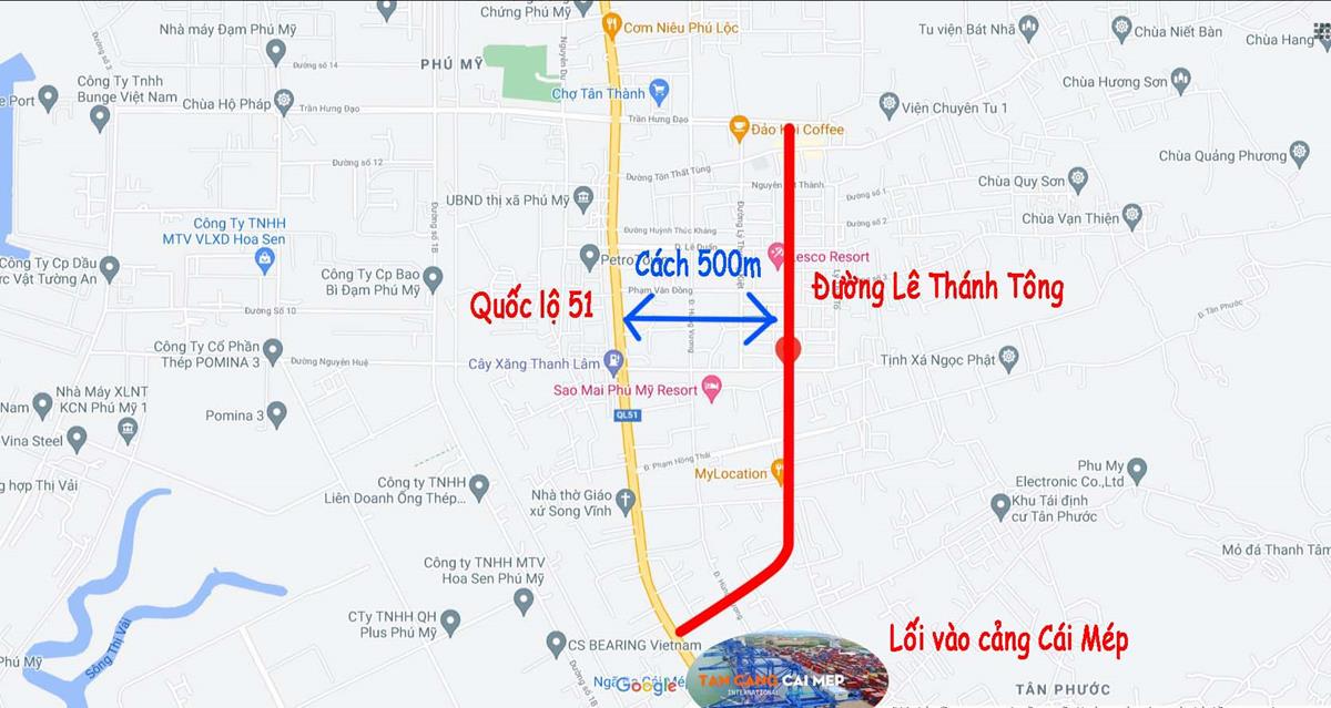 Vị trí đường Lê Thánh Tông thị xã Phú Mỹ