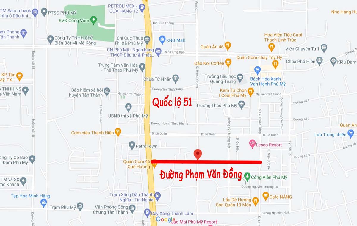 Vị trí đường Phạm Văn Đồng