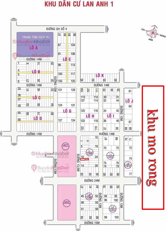 Mặt bằng khu dân cư Lan Anh 1